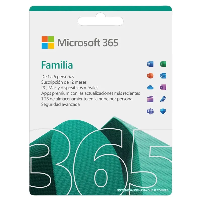 Microsoft Office 365 Familiar 1 año PC/Mac (6 dispositivos)